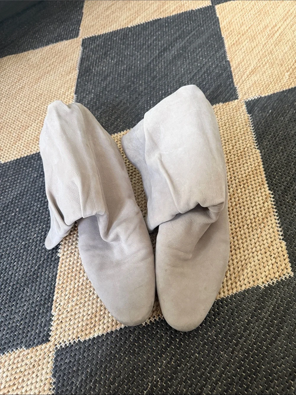 Manolo Blahnik Light Gray Suede Slouch Ankle Boots